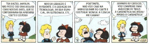 Mafalda foi criada no ano de 1962 pelo cartunista argentino Quino. Suas opiniões ácidas e irônicas é sua principal característica