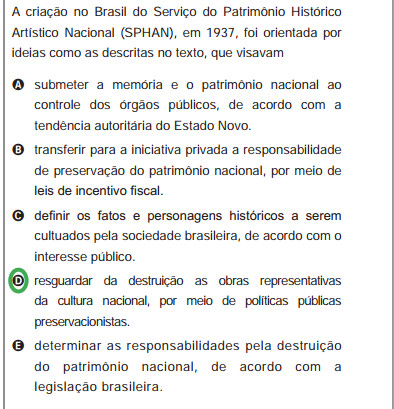 Alternativas relacionadas ao texto de Rodrigo Andrade. 
